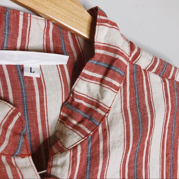 Bryn Walker Striped Button Front Linen Dress - L - Picture 8 of 8